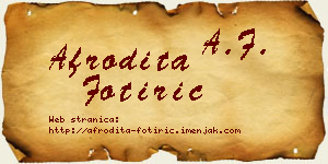 Afrodita Fotirić vizit kartica